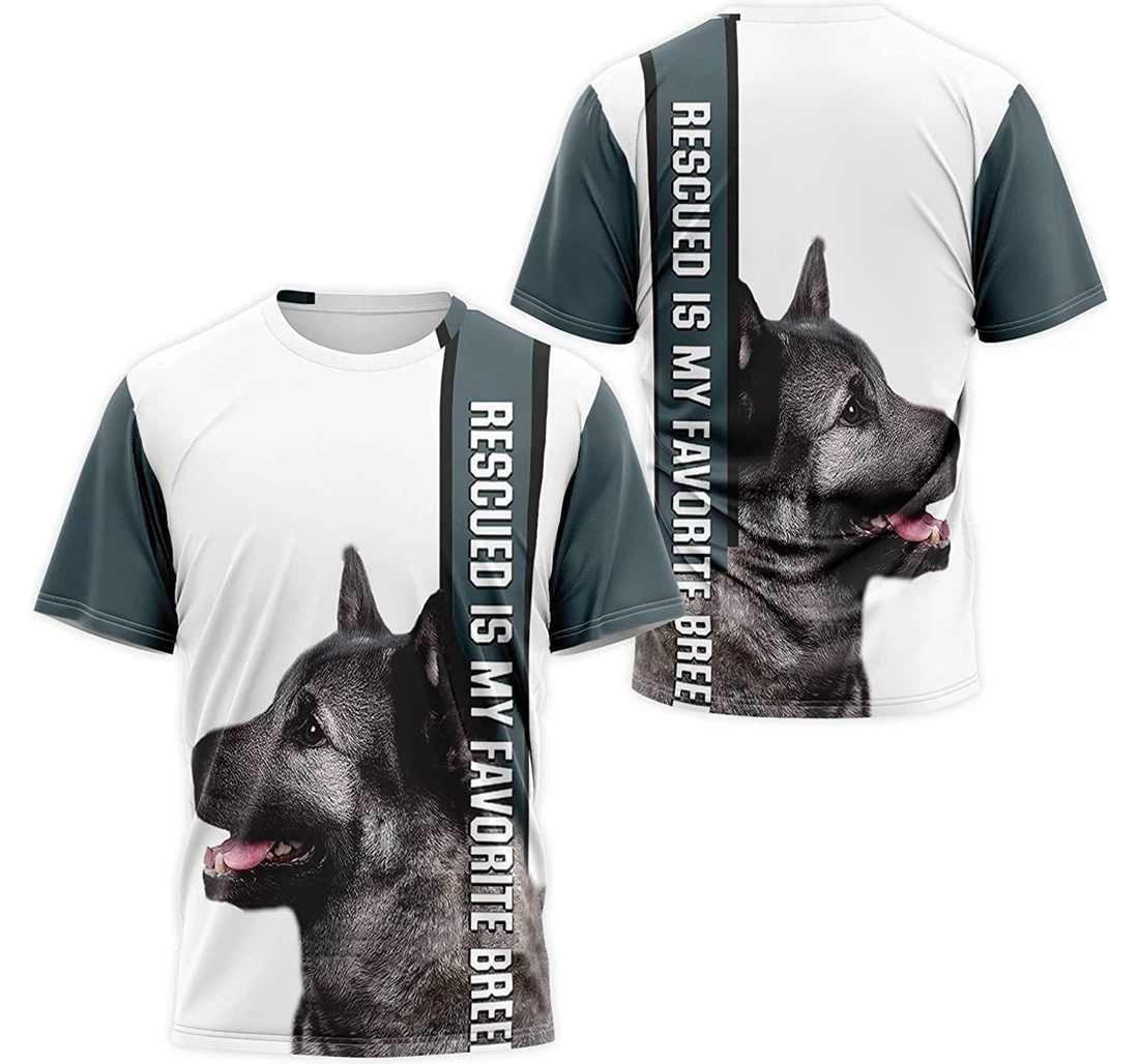 T-Shirt, Hoodie - Norwegian Elkhound Dog Rescued Is My Favorite Breed 3D Printed