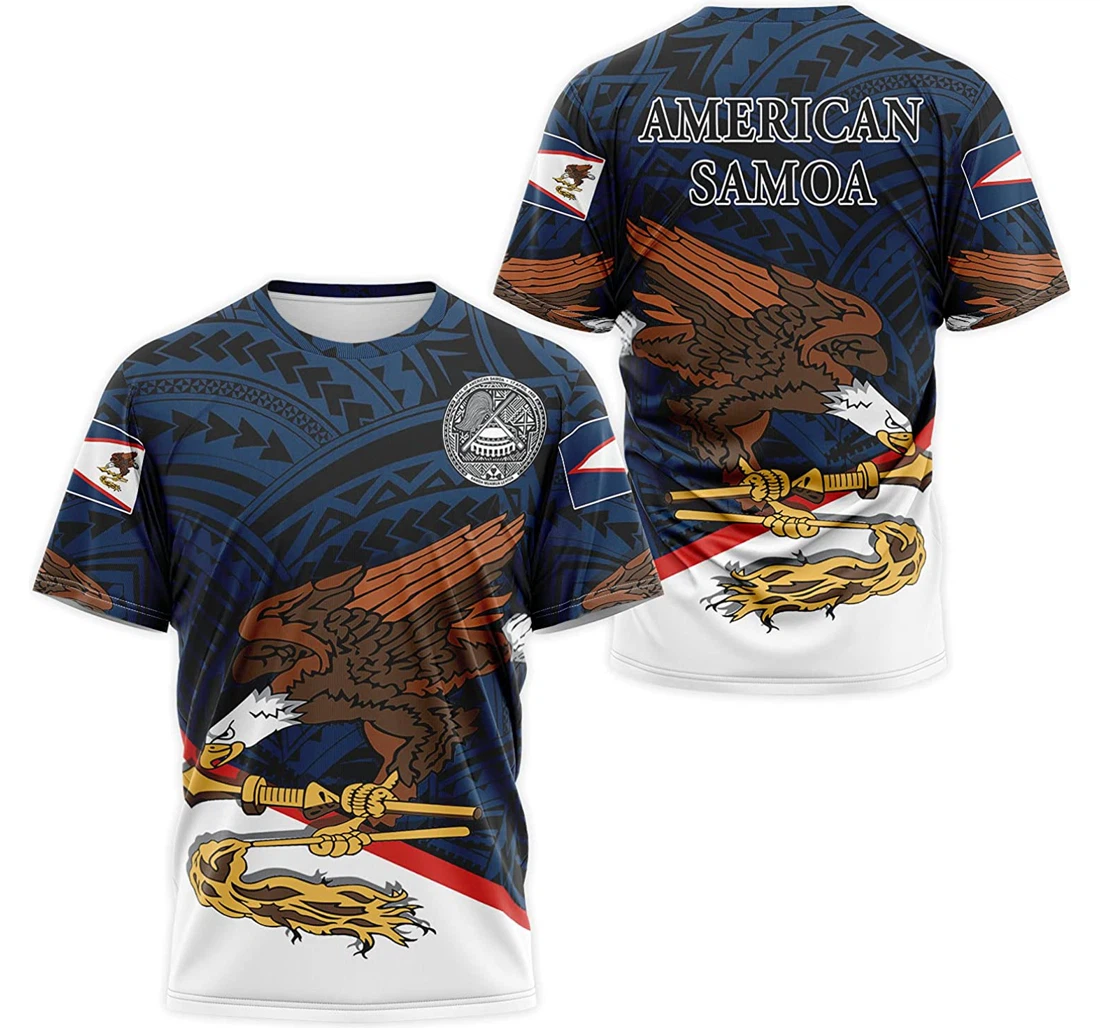 T-Shirt, Hoodie - American Samoa Eagle Tribal Pattern 3D Printed