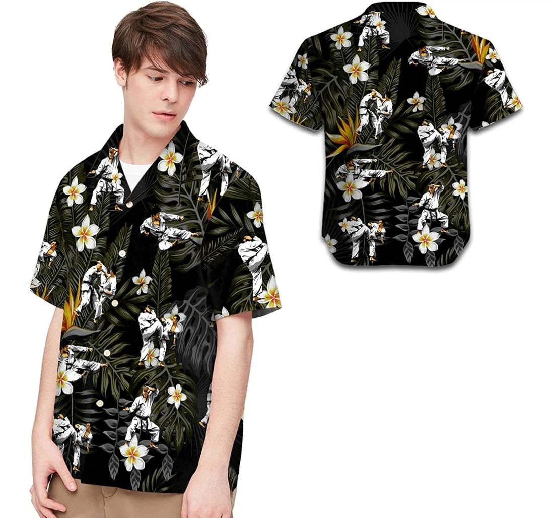 Personalized Karate Flowers Full Martial Arts Lovers Hawaiian Shirt, Button Up Aloha Shirt For Men, Women