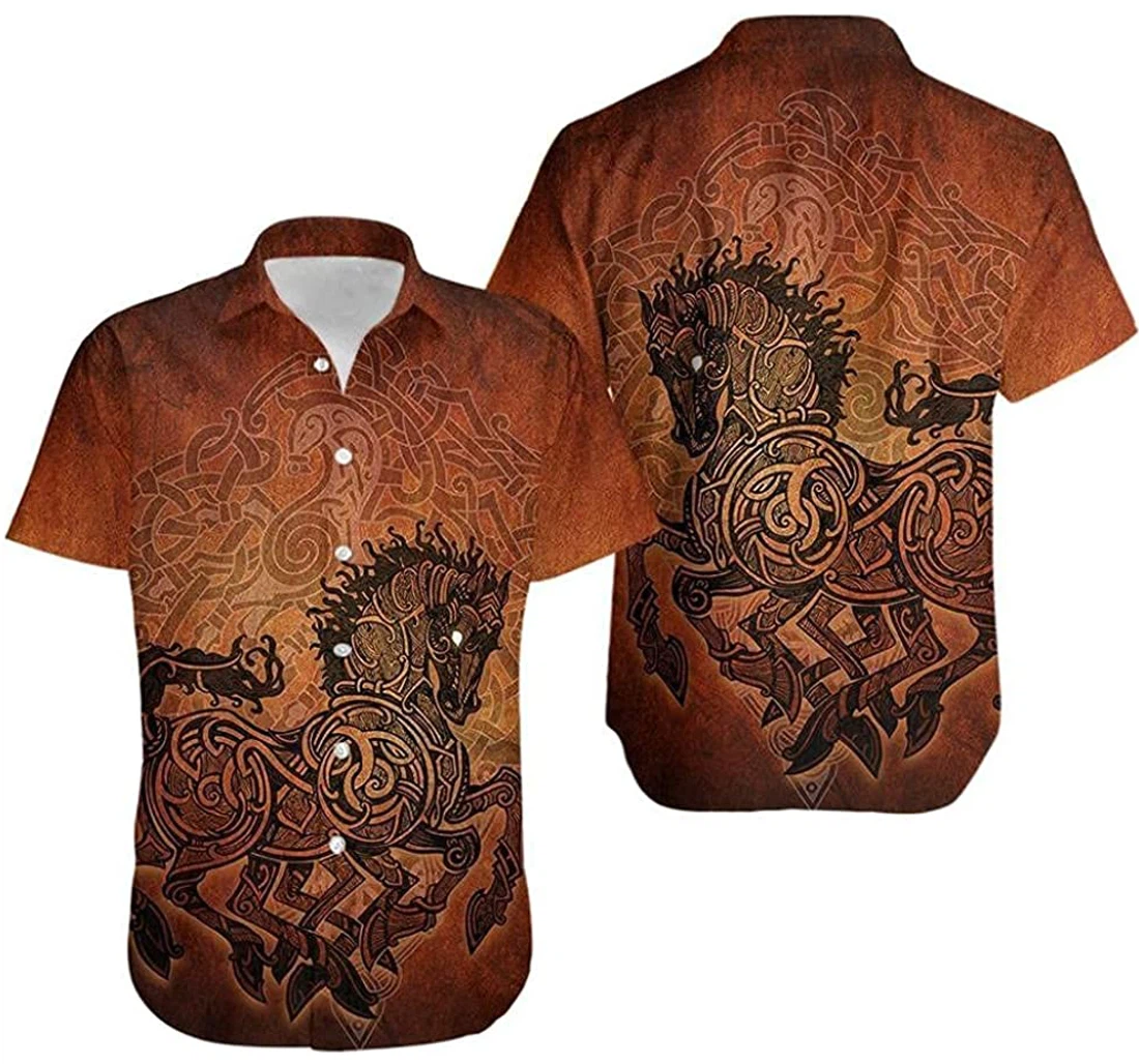 Personalized Viking Sleipnir Fashion Viking Tshirt Man & Woman Hawaiian Shirt, Button Up Aloha Shirt For Men, Women