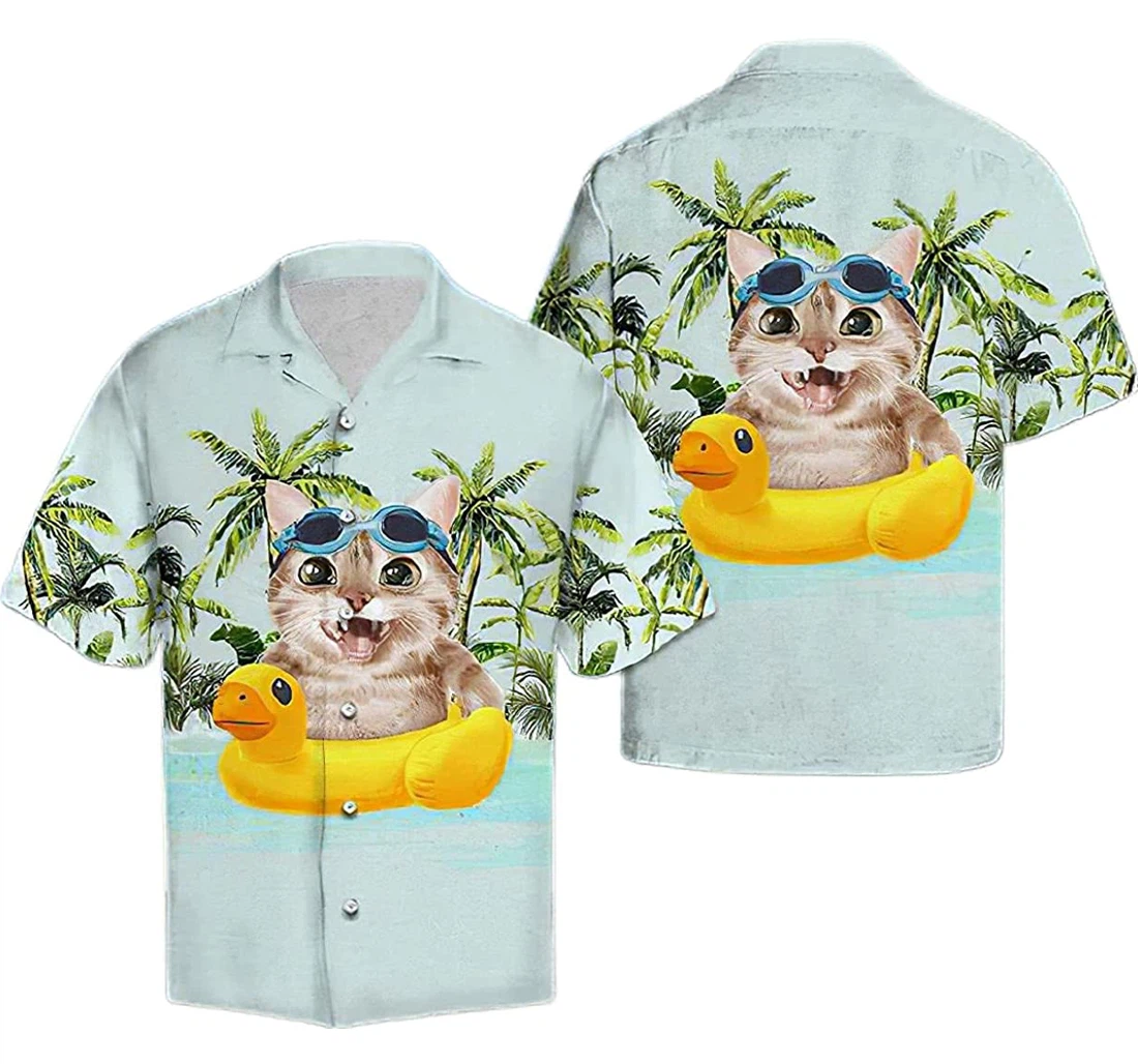 Personalized Cat Beach Time Pocket Hawaiian Shirt, Button Up Aloha Shirt For Men, Women