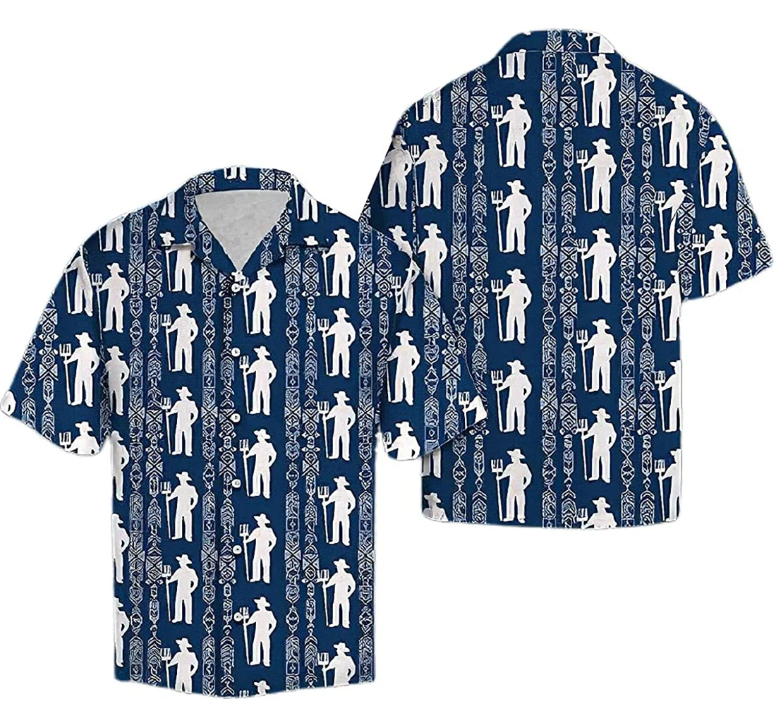 Personalized Farmer Pattern Pocket Hawaiian Shirt, Button Up Aloha Shirt For Men, Women