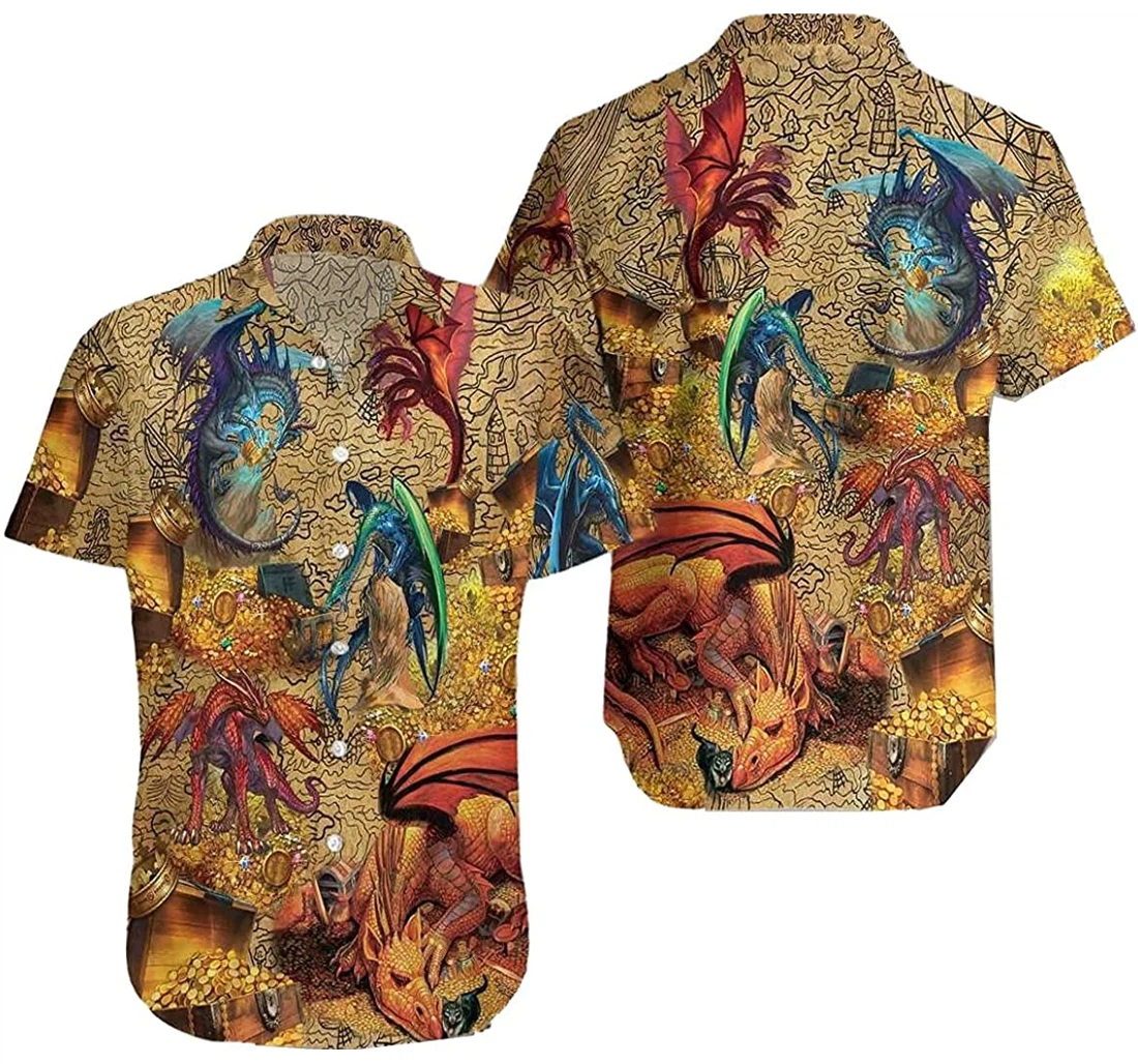 Personalized Dragons With Treasure Fleece Design Hawaiian Shirt, Button Up Aloha Shirt For Men, Women