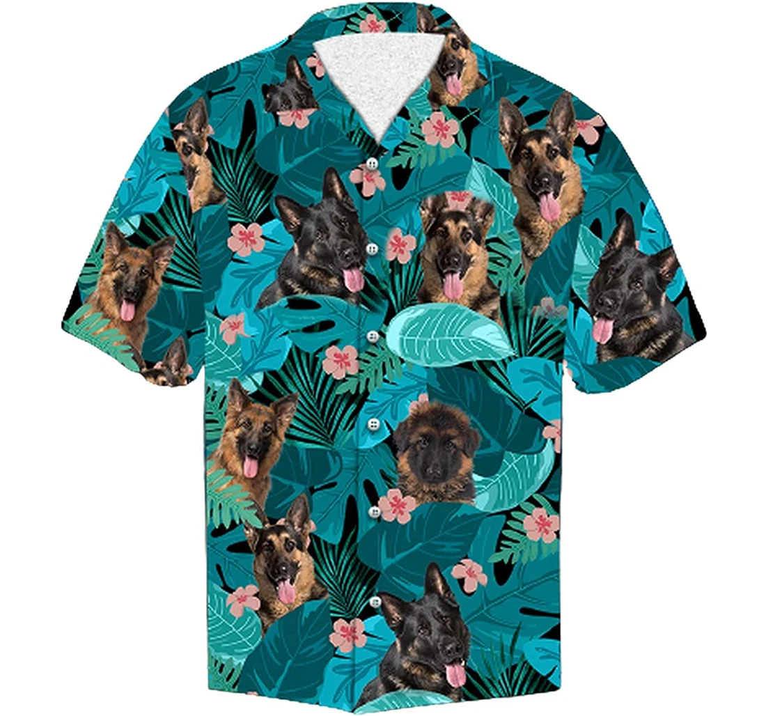 Personalized German Shepherd Soft Beach Full Prints Hawaiian Shirt, Button Up Aloha Shirt For Men, Women