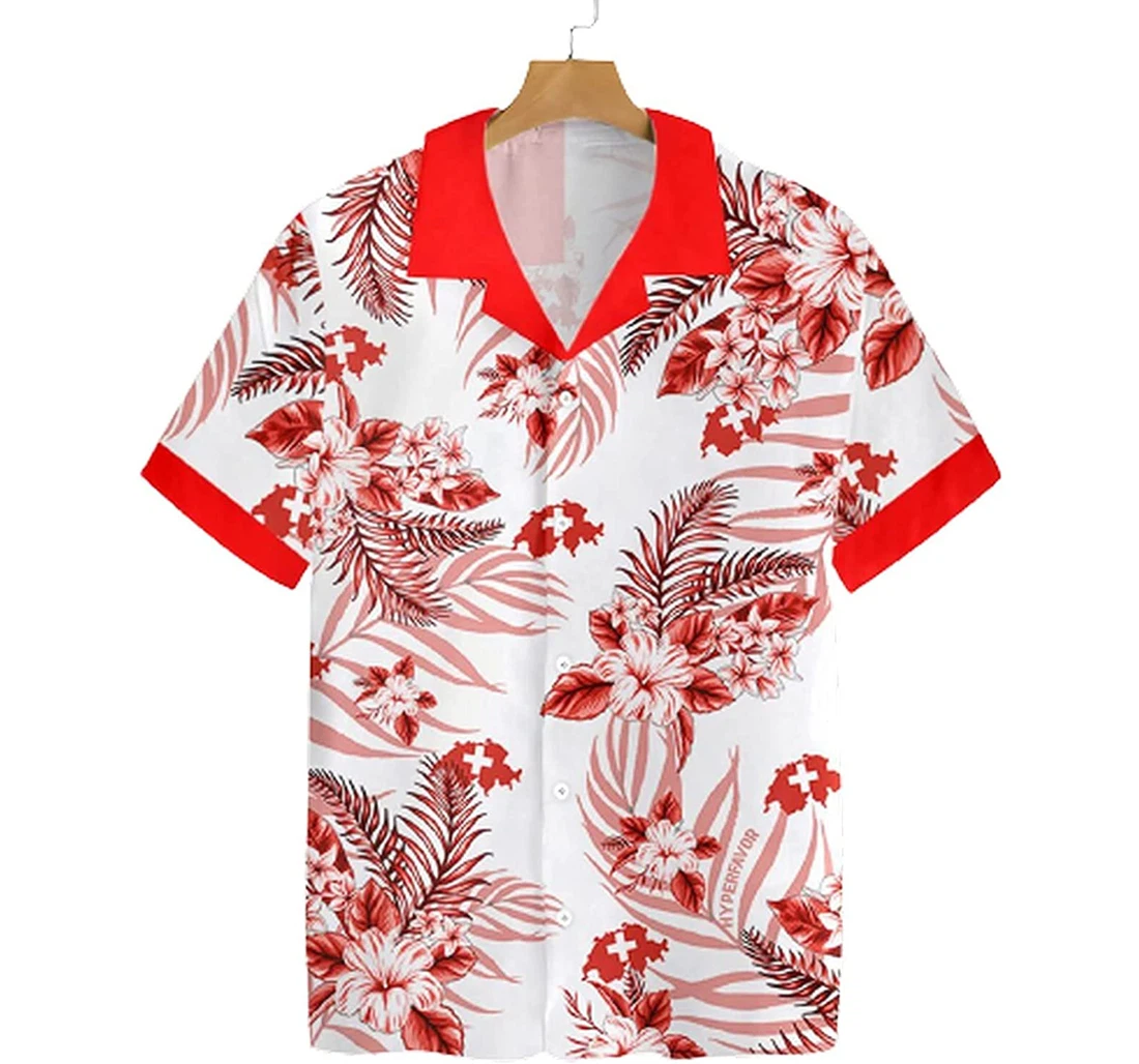 Personalized Switzerland Soft Beach Full Prints Hawaiian Shirt, Button Up Aloha Shirt For Men, Women