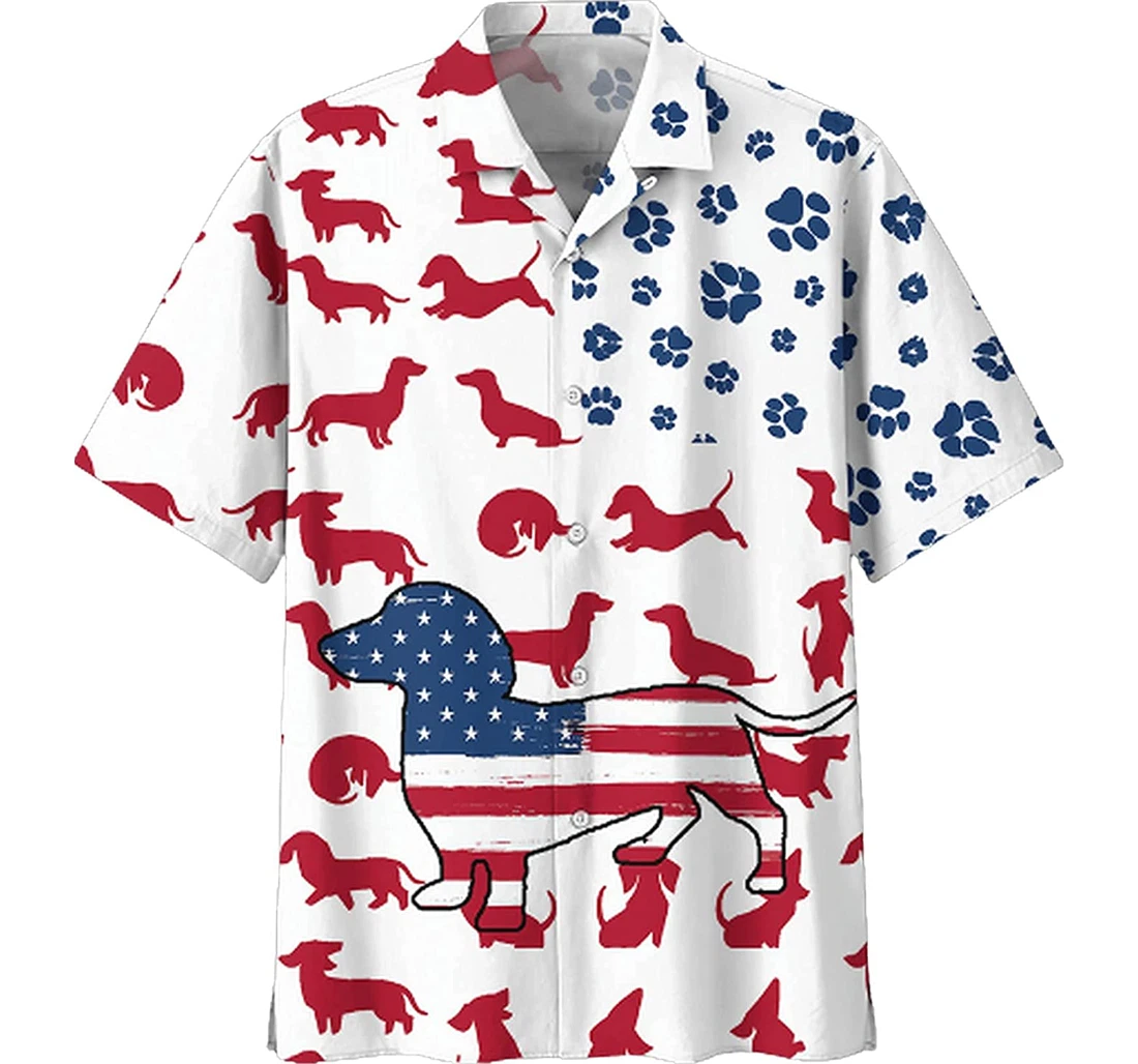 Personalized Dachshund Funny Cute Soft Hawaiian Shirt, Button Up Aloha Shirt For Men, Women