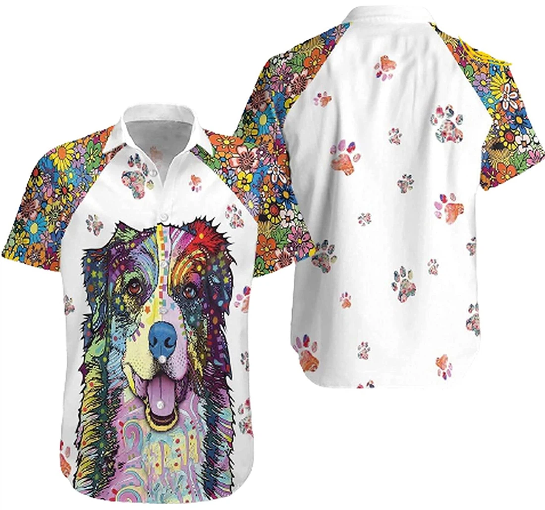 Personalized Dog Colorful Painting Soft Hawaiian Shirt, Button Up Aloha Shirt For Men, Women