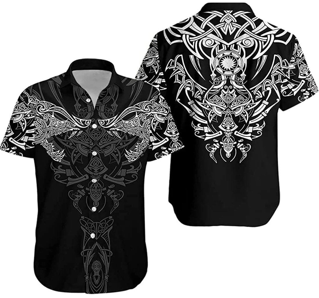 Personalized Geki & Freki Viking Wolf Fashion Viking Tshirt Man & Woman Hawaiian Shirt, Button Up Aloha Shirt For Men, Women