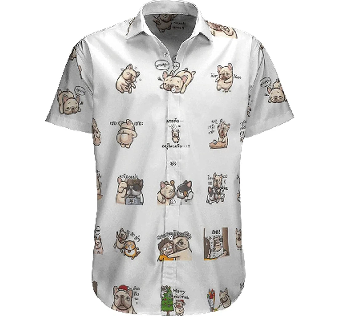 Personalized French Bulldog Soft Beach Full Prints Hawaiian Shirt, Button Up Aloha Shirt For Men, Women