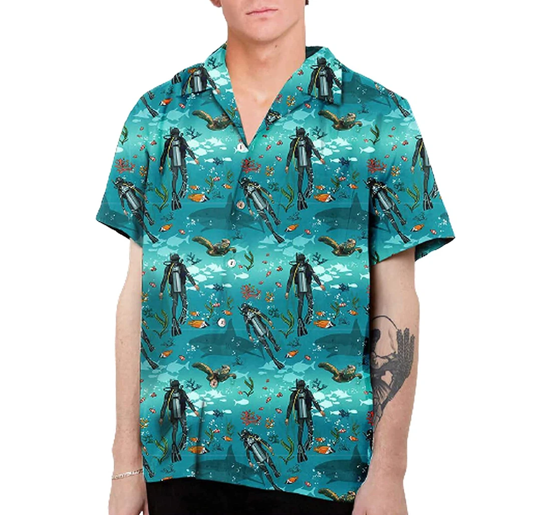 Personalized Scuba Divings Soft Hawaiian Shirt, Button Up Aloha Shirt For Men, Women