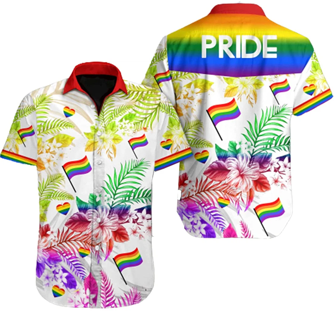 Personalized Lgbt Pride Womens Mens Couples Matching Friends Funny Family Hawaiian Shirt, Button Up Aloha Shirt For Men, Women