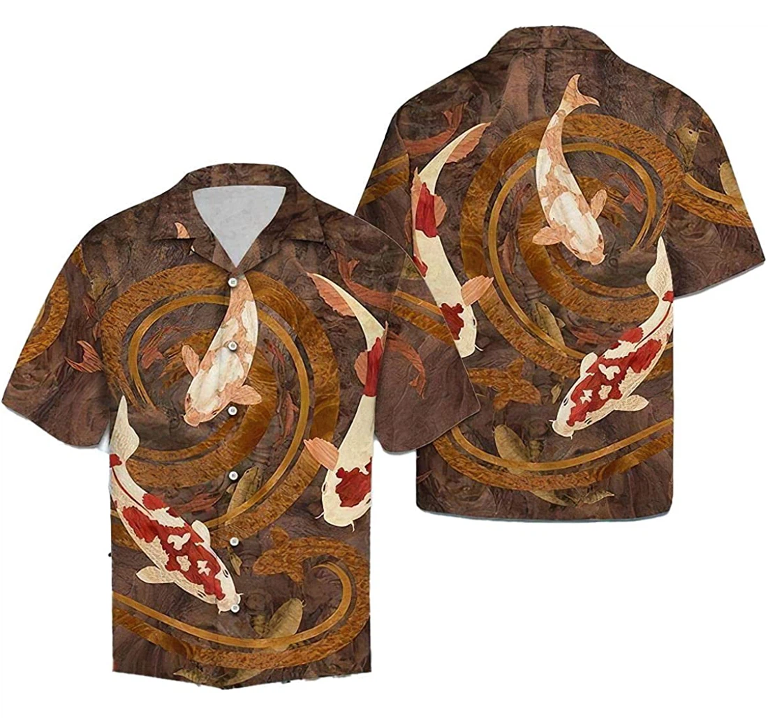 Personalized Koi Fish Vintage Pocket Hawaiian Shirt, Button Up Aloha Shirt For Men, Women