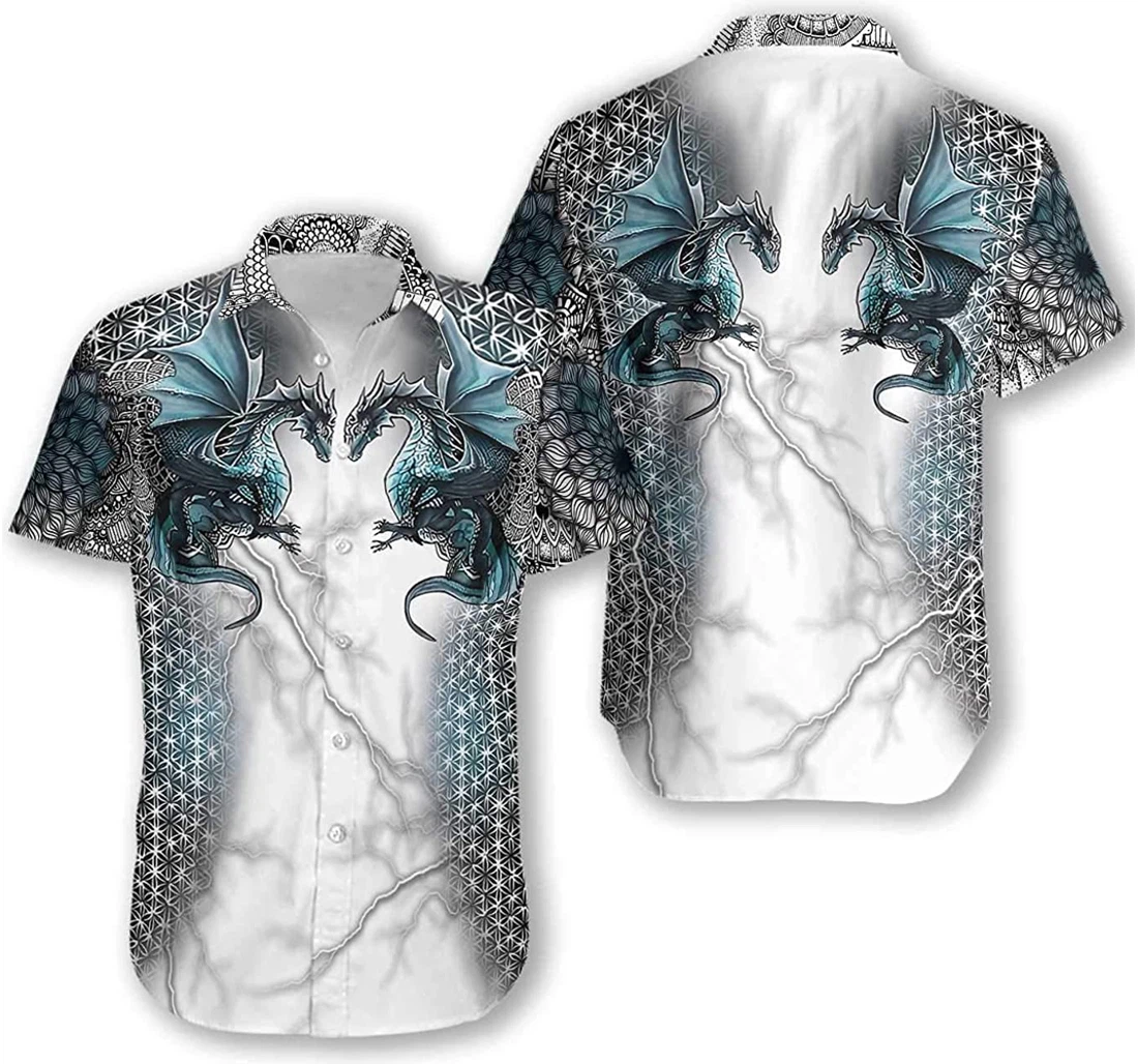 Personalized Badass Version Dragon And Thunder Hawaiian Shirt, Button Up Aloha Shirt For Men, Women