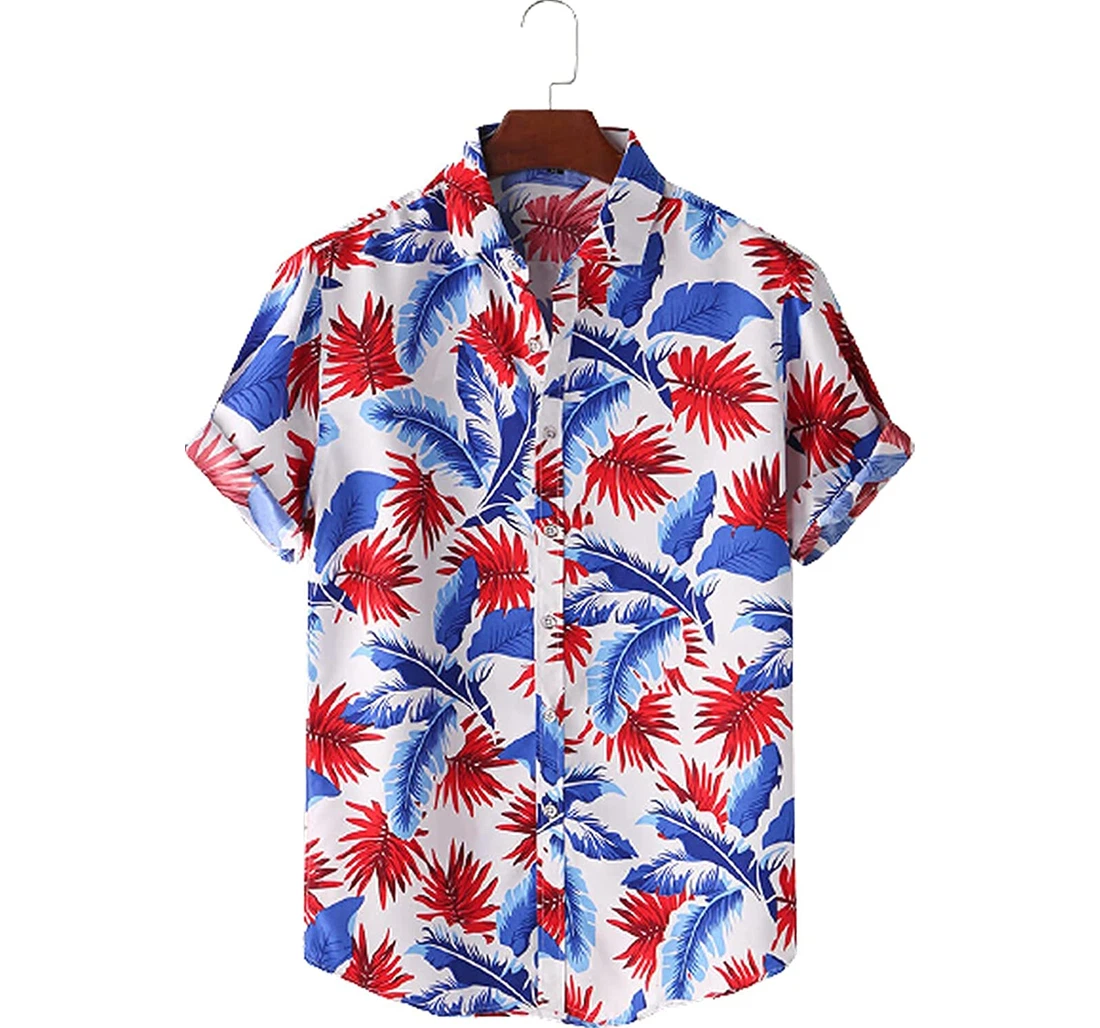 Personalized Mens Colorful Leaf Allover Soft Beach Full Prints Hawaiian Shirt, Button Up Aloha Shirt For Men, Women