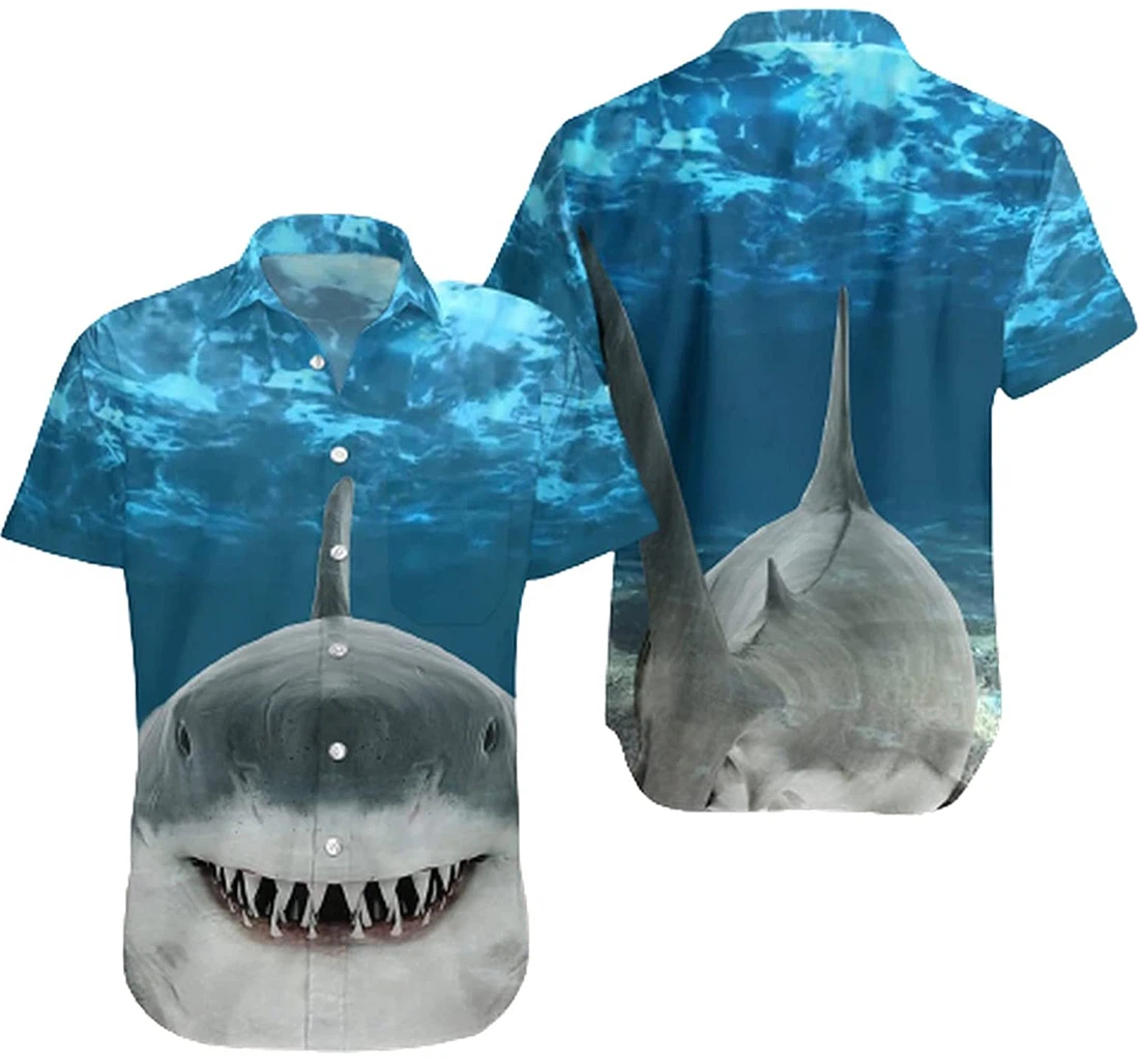 Personalized Funny Shark Hawaii Soft Beach Full Prints Hawaiian Shirt, Button Up Aloha Shirt For Men, Women