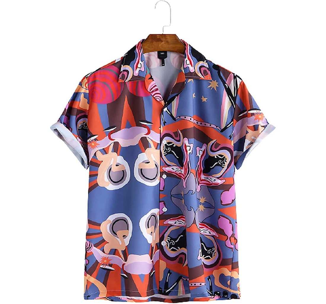 Personalized Abstract Painting Realxed Soft Beach Full Prints Hawaiian Shirt, Button Up Aloha Shirt For Men, Women