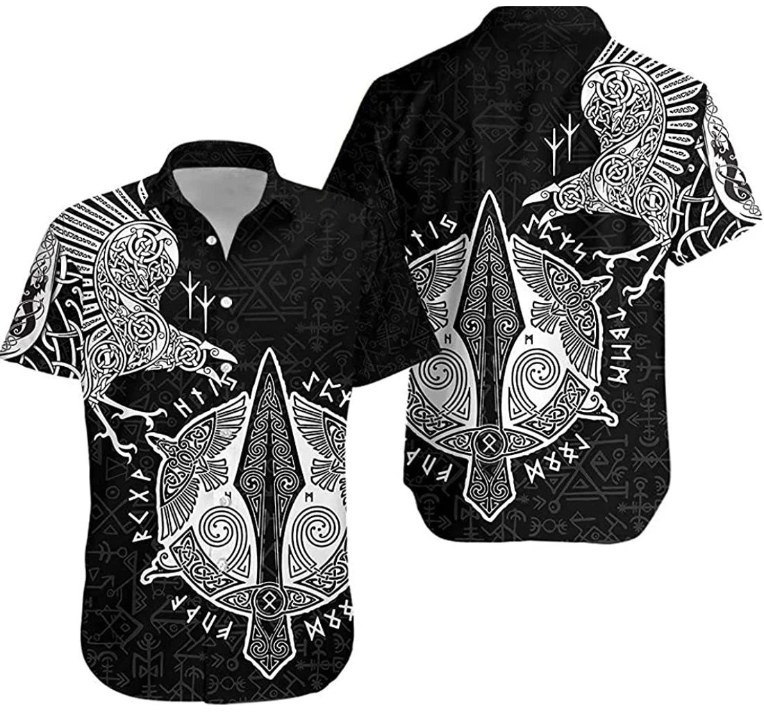 Personalized Viking Valhalla Raven Gungnir Best Viking Hawaiian Shirt, Button Up Aloha Shirt For Men, Women