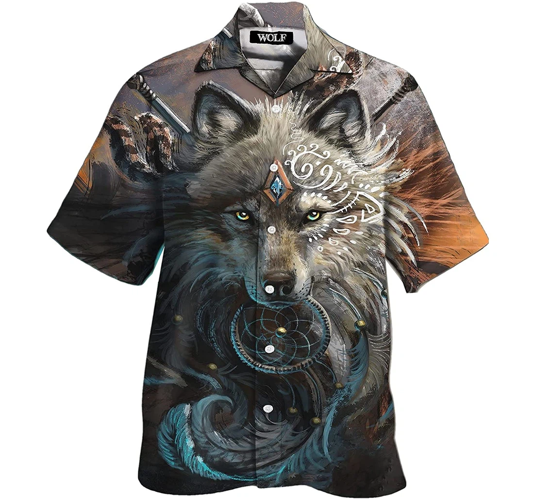 Personalized Wolf Fashion Dragon Man & Woman Hawaiian Shirt, Button Up Aloha Shirt For Men, Women