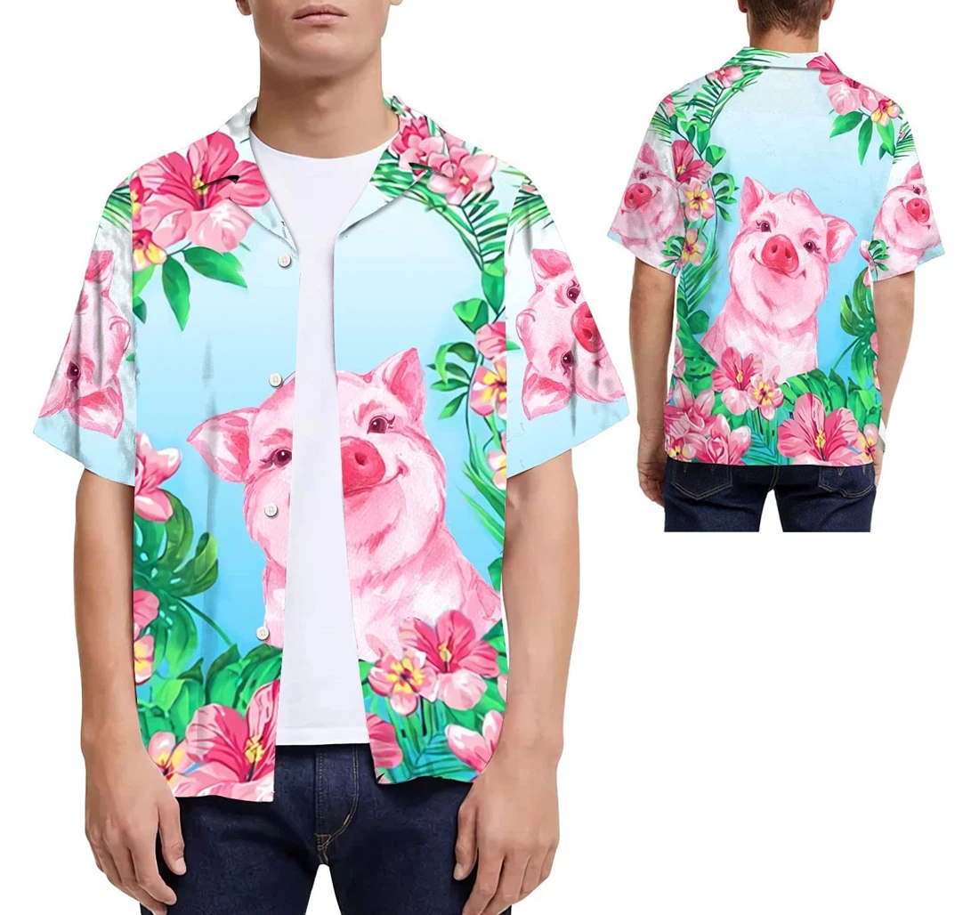 Personalized Pig Full Pig Lovers Hawaiian Shirt, Button Up Aloha Shirt For Men, Women
