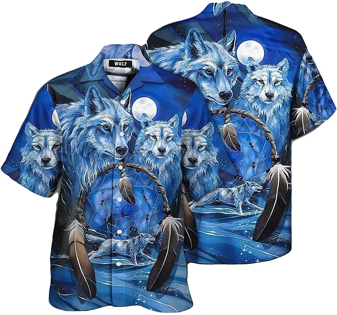 Personalized Native Wolf Dragon Tee Menwomenteenagers Hawaiian Shirt, Button Up Aloha Shirt For Men, Women