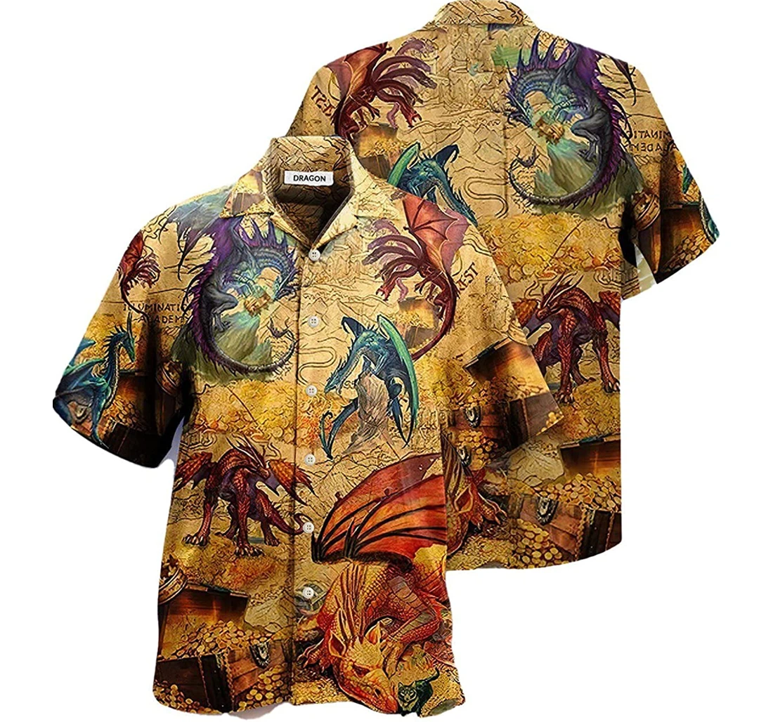 Personalized Dragon And Gold Never Fade Design Hawaiian Shirt, Button Up Aloha Shirt For Men, Women