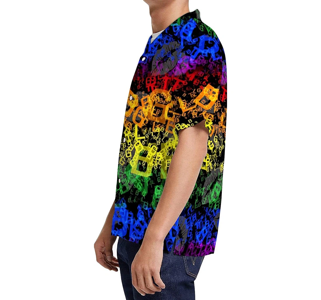 Personalized Lgbt Neon Rainbow Color Pride Month Full Hawaiian Shirt, Button Up Aloha Shirt For Men, Women