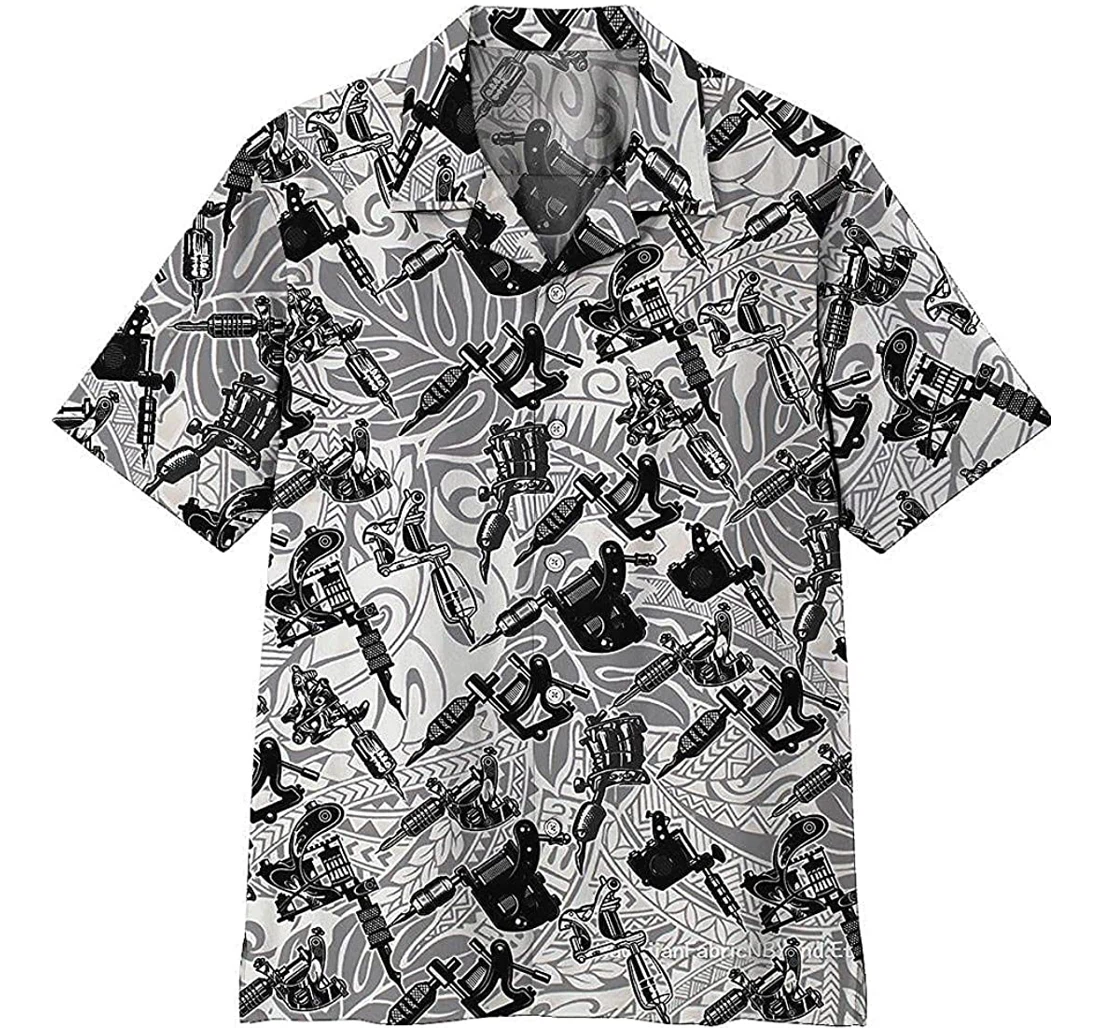 Personalized Tattoo Machine Pocket Hawaiian Shirt, Button Up Aloha Shirt For Men, Women