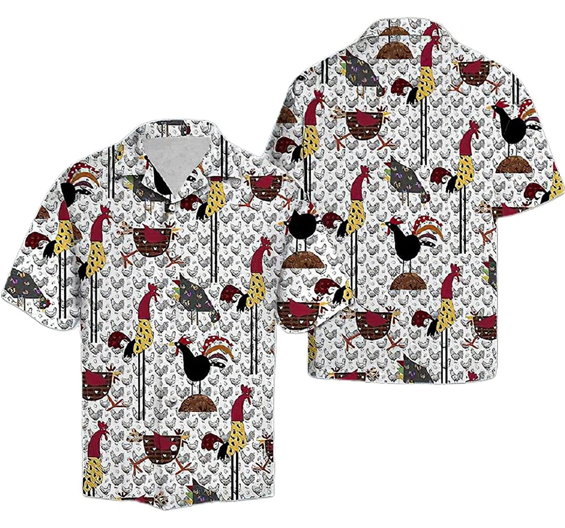 Personalized Awesome Chicken Funnyhawaii Pocket Hawaiian Shirt, Button Up Aloha Shirt For Men, Women