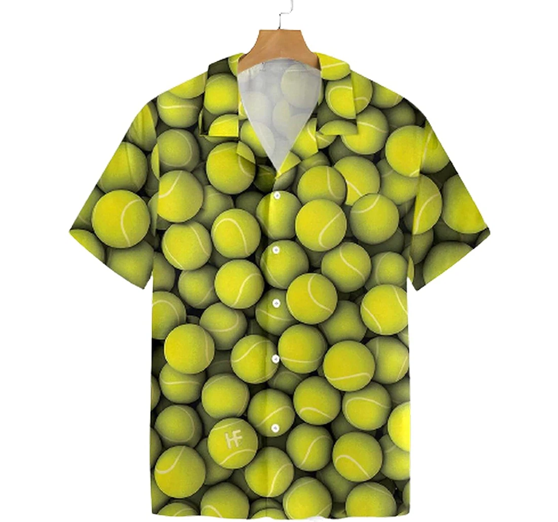 Personalized Tennis Ball Pattern Soft Beach Full Prints Hawaiian Shirt, Button Up Aloha Shirt For Men, Women