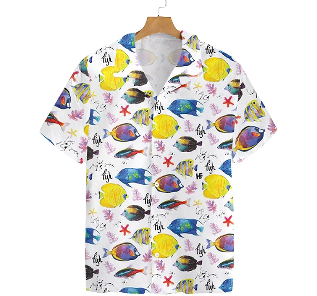 Personalized Colorful Fish Soft Beach Full Prints Hawaiian Shirt, Button Up Aloha Shirt For Men, Women