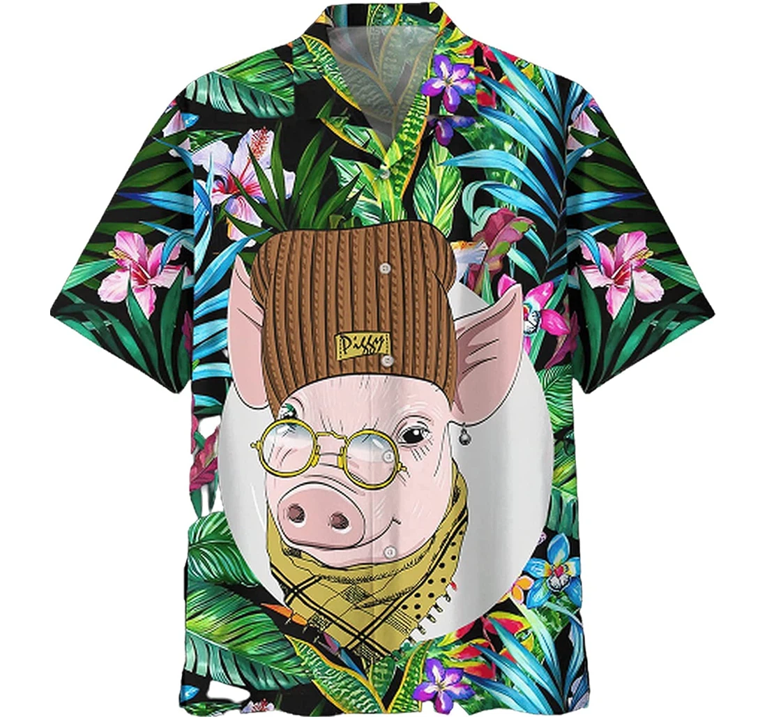 Personalized Pig Soft Beach Full Prints Hawaiian Shirt, Button Up Aloha Shirt For Men, Women