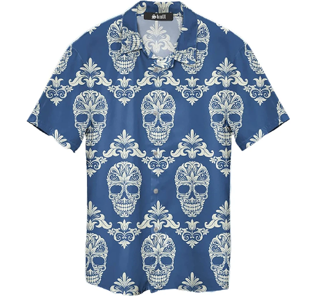 Personalized Skull Soft Beach Full Prints Hawaiian Shirt, Button Up Aloha Shirt For Men, Women