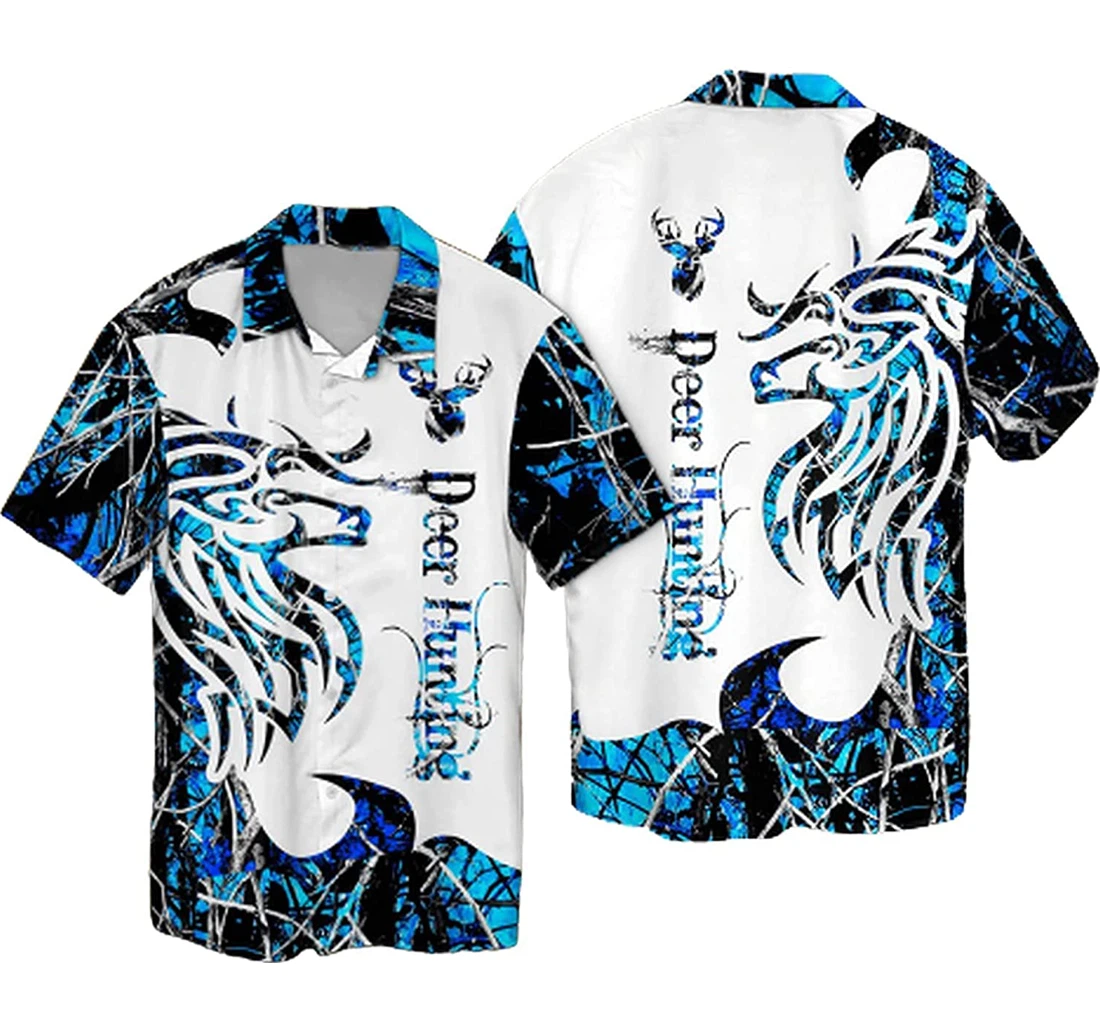 Personalized Deer Hunting Pattern Hawaii Soft Beach Full Prints Hawaiian Shirt, Button Up Aloha Shirt For Men, Women