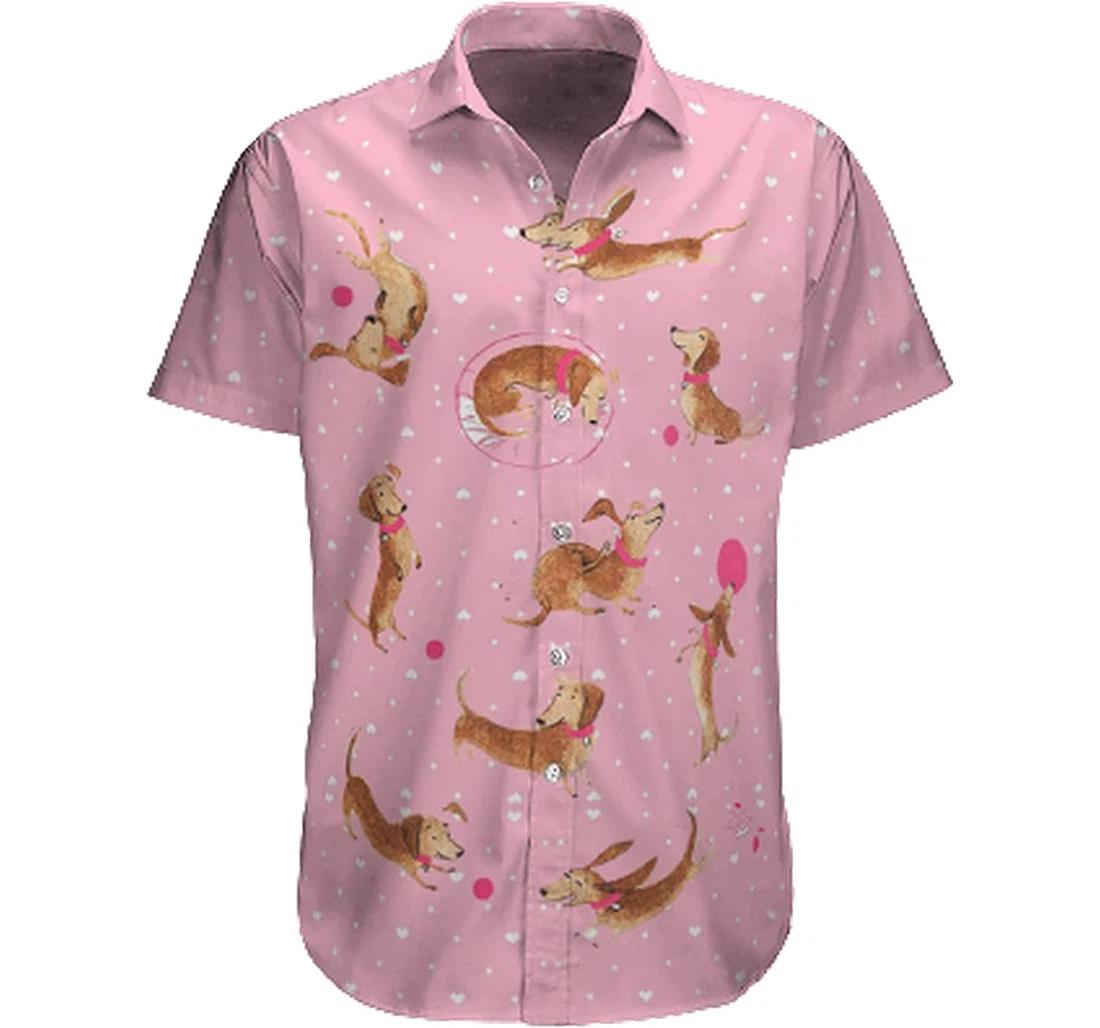 Personalized Dachshund Funny Cute Soft Hawaiian Shirt, Button Up Aloha Shirt For Men, Women