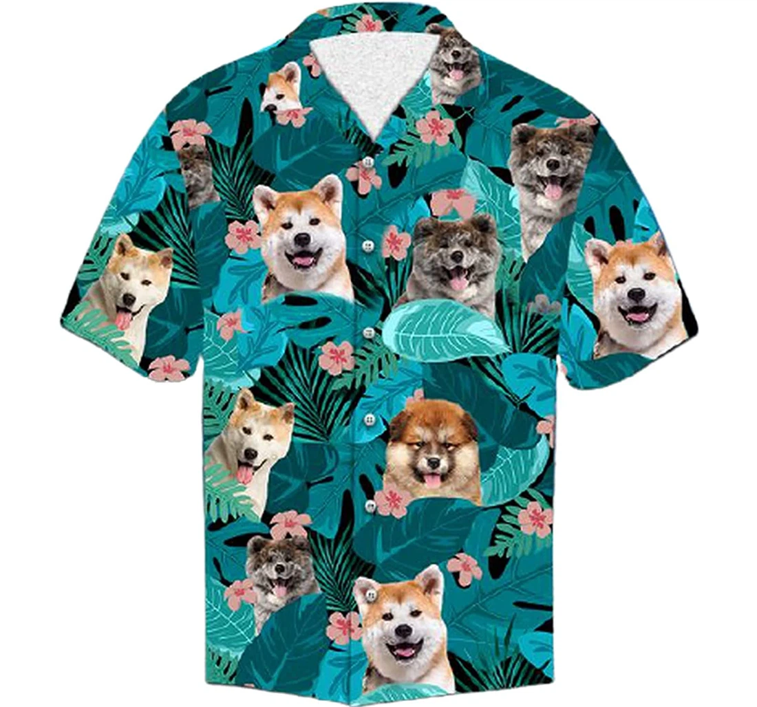 Personalized Akita Inu Soft Beach Full Prints Hawaiian Shirt, Button Up Aloha Shirt For Men, Women