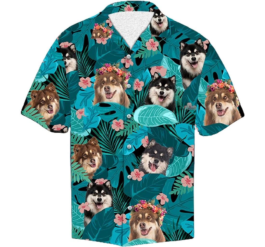 Personalized Finnish Lapphund Soft Beach Full Prints Hawaiian Shirt, Button Up Aloha Shirt For Men, Women