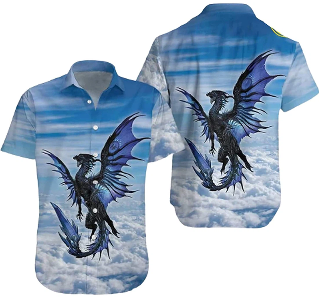 Personalized Blue Dragon On Blue Sky Soft Hawaiian Shirt, Button Up Aloha Shirt For Men, Women