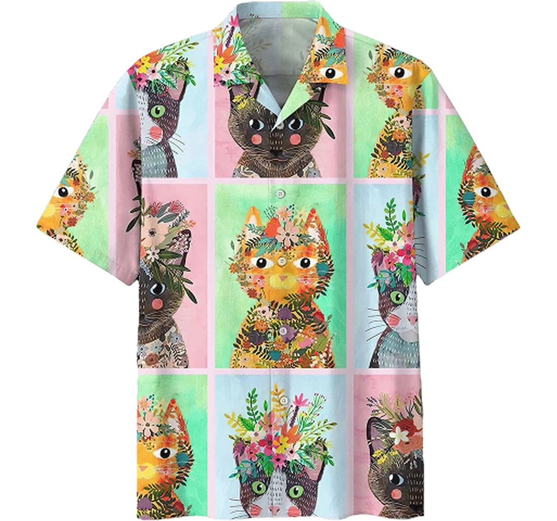Personalized Cat Soft Beach Full Prints Hawaiian Shirt, Button Up Aloha Shirt For Men, Women