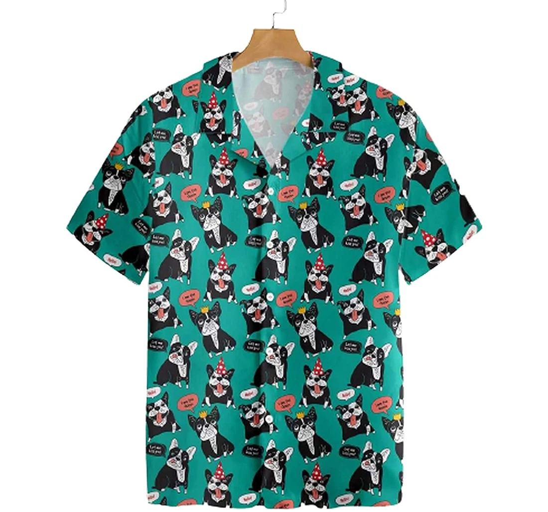 Personalized Dog French Bulldog Happy Animals Soft Hawaiian Shirt, Button Up Aloha Shirt For Men, Women