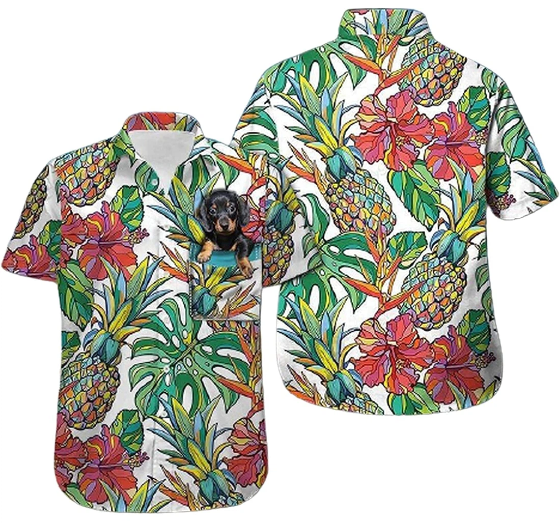 Personalized Dachshund Funny Cute Pattern Soft Hawaiian Shirt, Button Up Aloha Shirt For Men, Women