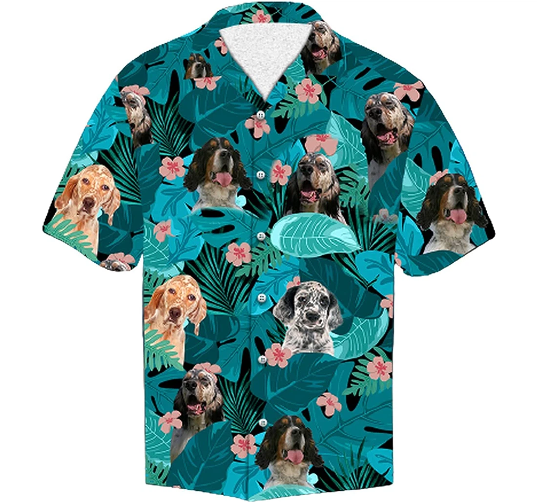 Personalized English Setter Soft Beach Full Prints Hawaiian Shirt, Button Up Aloha Shirt For Men, Women