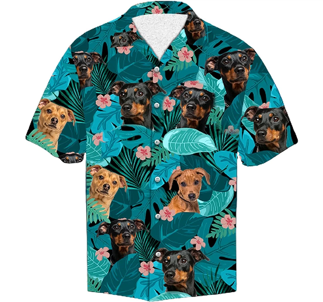 Personalized German Pinscher Soft Beach Full Prints Hawaiian Shirt, Button Up Aloha Shirt For Men, Women