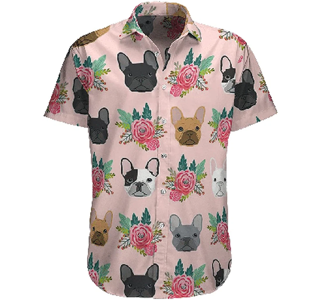 Personalized French Bulldog Soft Beach Full Prints Hawaiian Shirt, Button Up Aloha Shirt For Men, Women