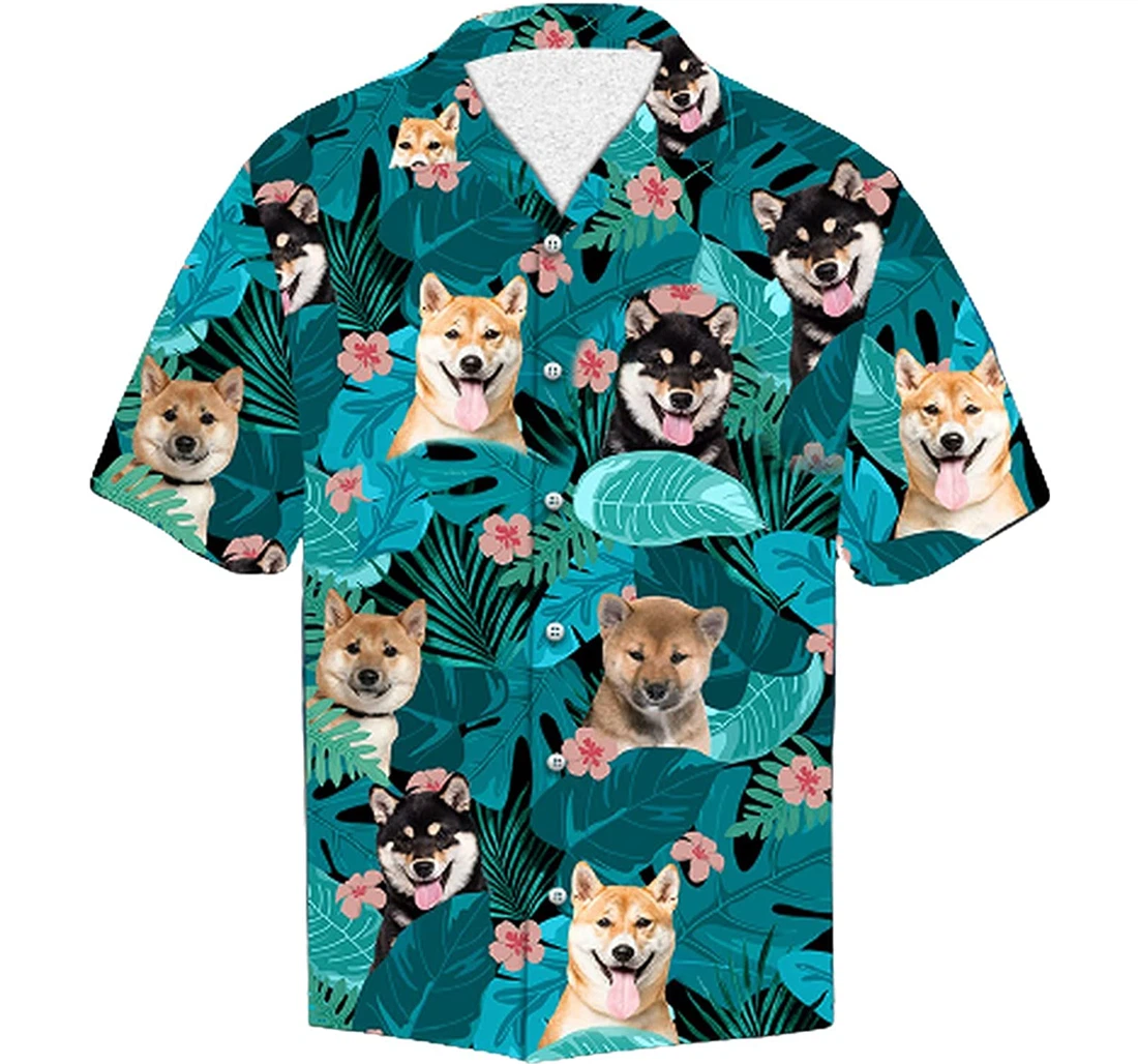Personalized Shiba Inu Soft Beach Full Prints Hawaiian Shirt, Button Up Aloha Shirt For Men, Women