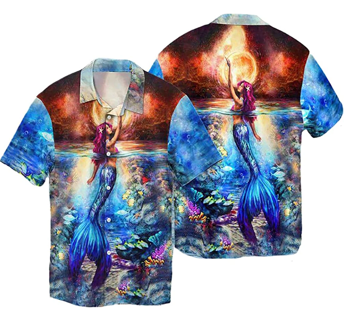 Personalized Mermaid Hawaiian Shirt, Button Up Aloha Shirt For Men, Women