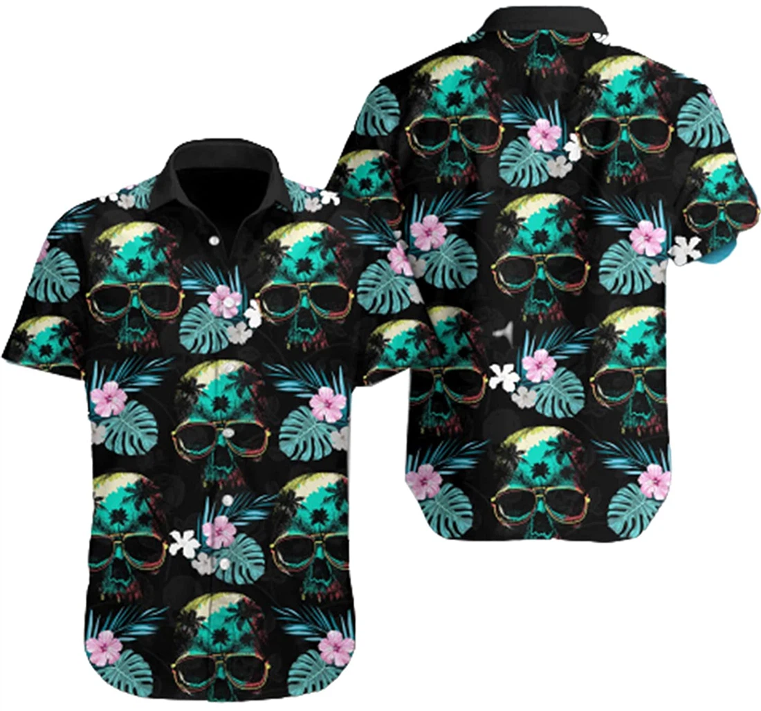 Personalized Skull Beach Dream About Ocean Womens Mens Couples Matching Friends Funny Family Hawaiian Shirt, Button Up Aloha Shirt For Men, Women