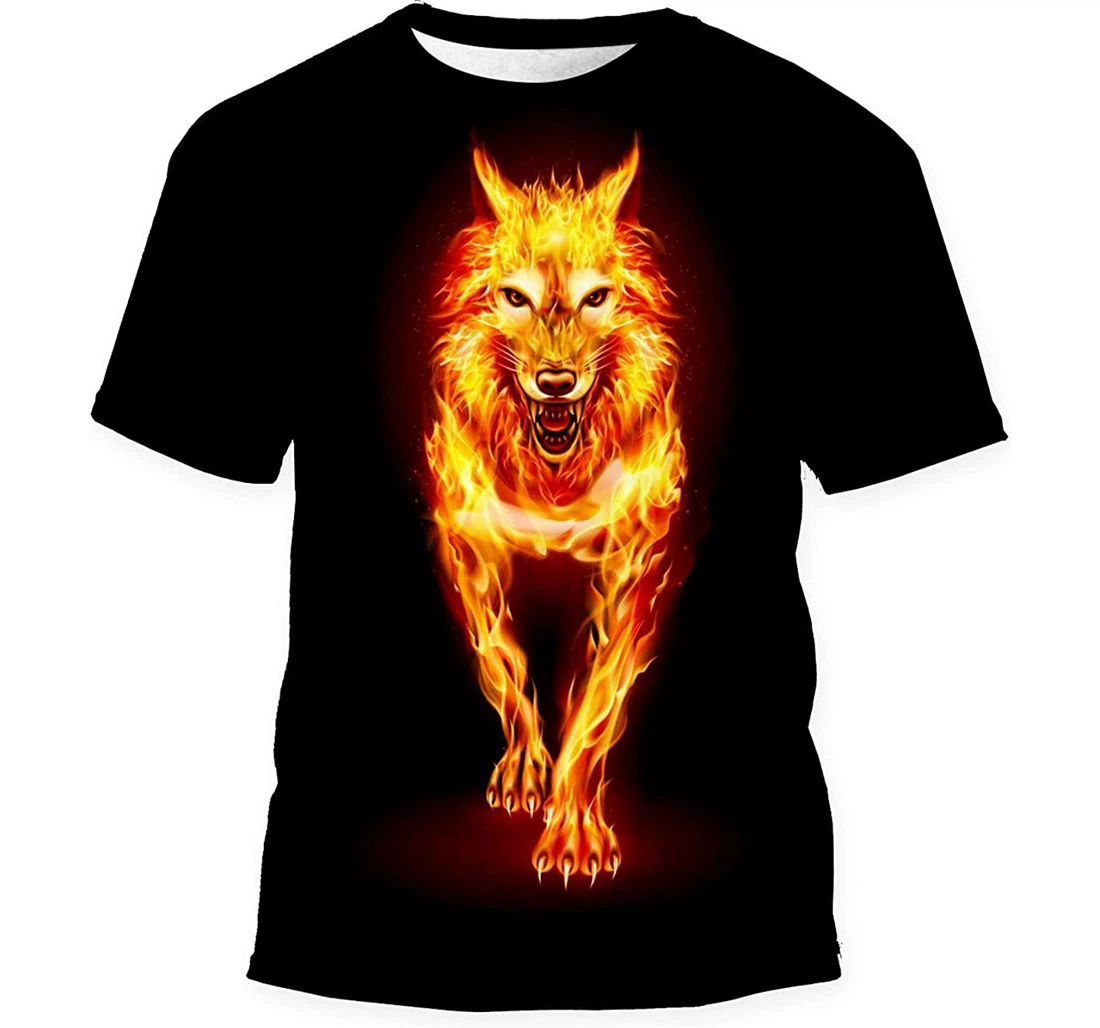 Aggressive Fire Woolf Concept Image Red Gift Birthday Holiday - 3D Printed T-shirt