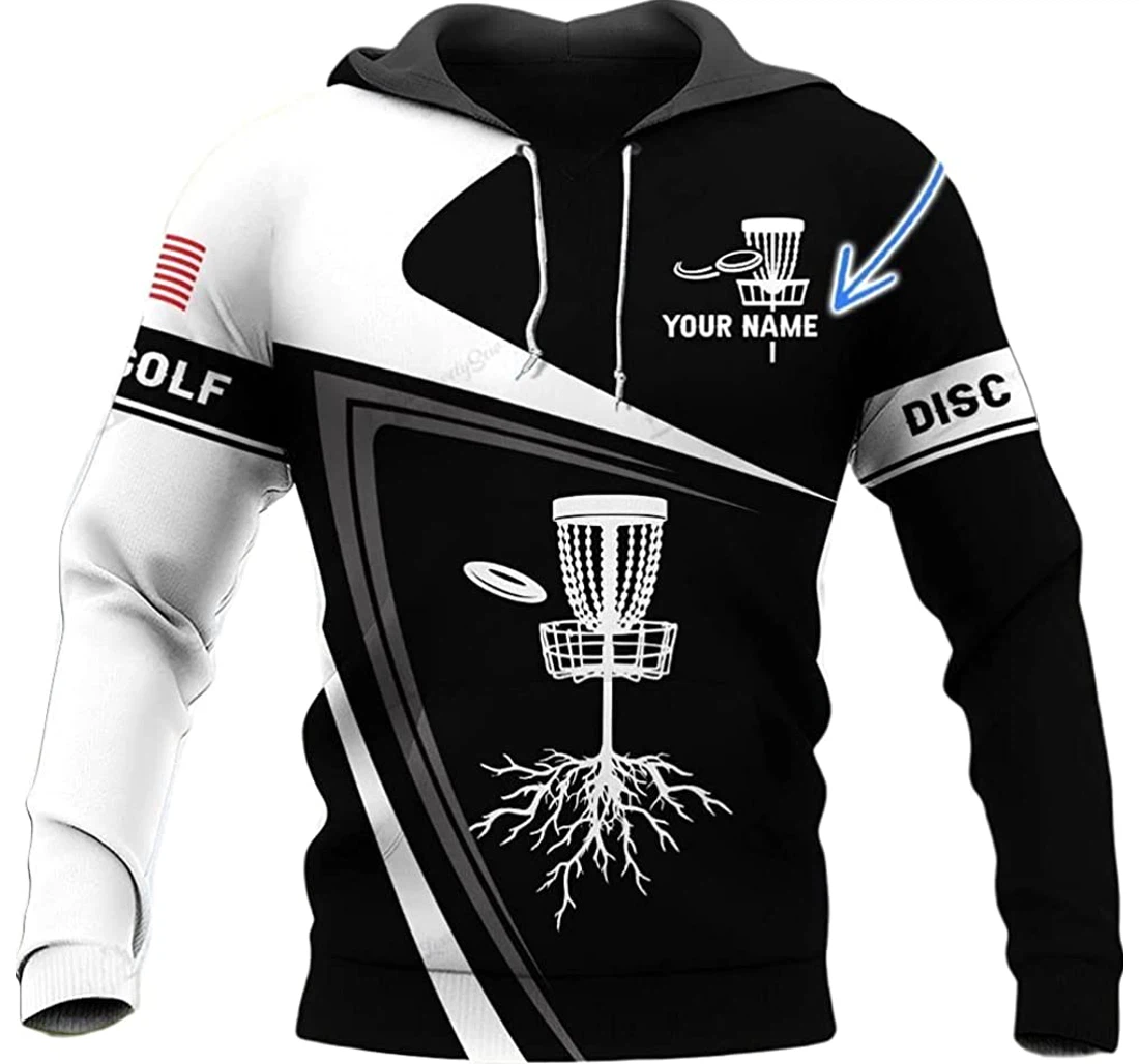 Personalized Name Disc Golf Us Flag - 3D Printed Pullover Hoodie