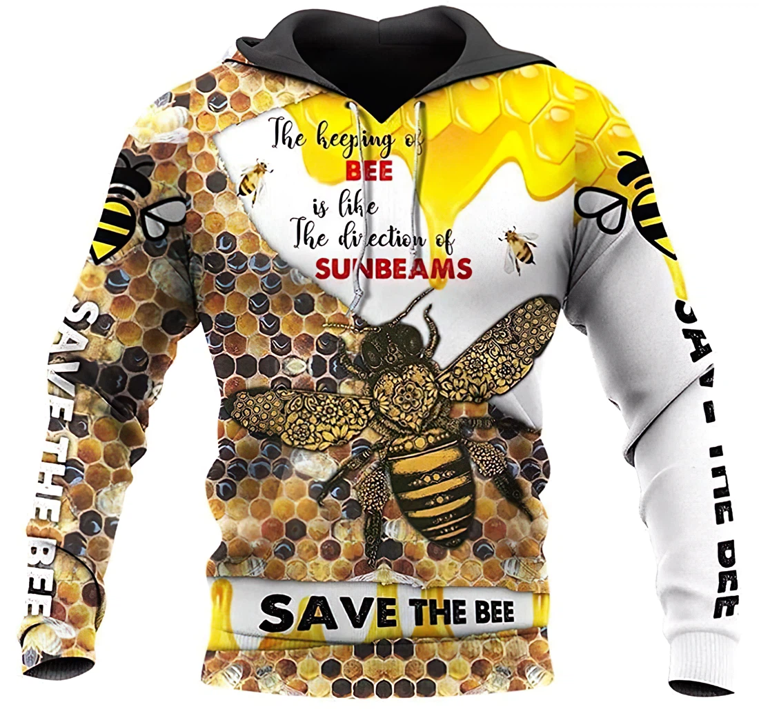 Save The Bee Lightweight Premium Sportwear Up - 3D Printed Pullover Hoodie