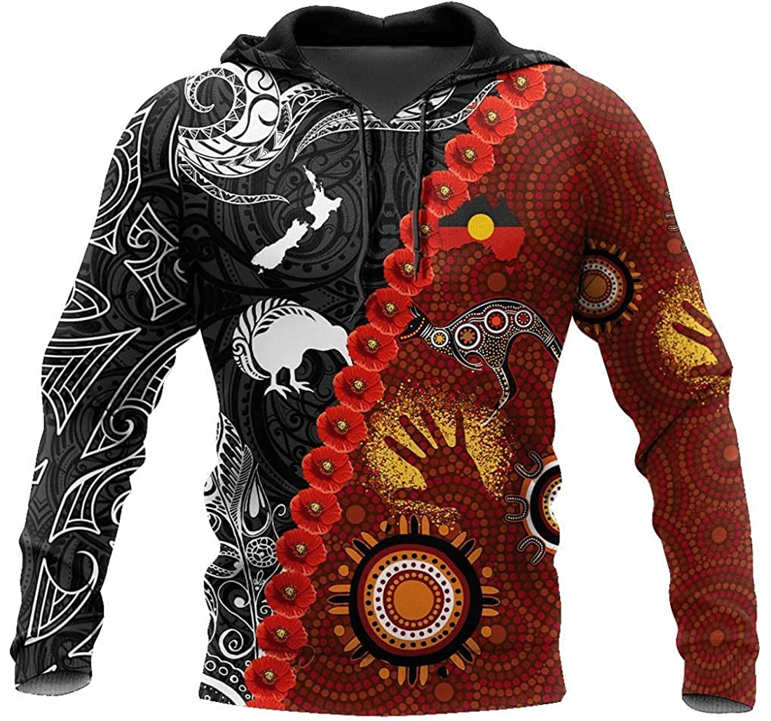 New Zealand Maori And Australia Aboriginal We Are Family Lightweight Premium Sportwear Up - 3D Printed Pullover Hoodie